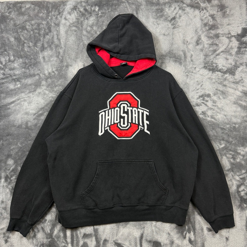 Scarlet & Gray Ohio State Hoodie Mens XL Black Embroidered Pullover Sweatshirt